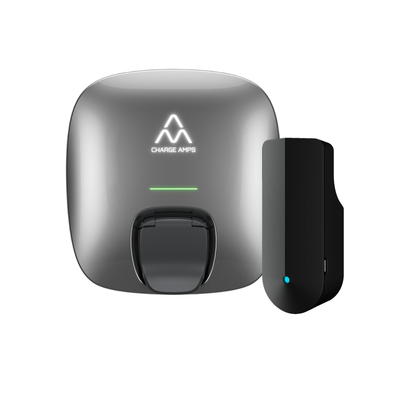 Produktbild på Charge Amps Luna och en Tibber Pulse